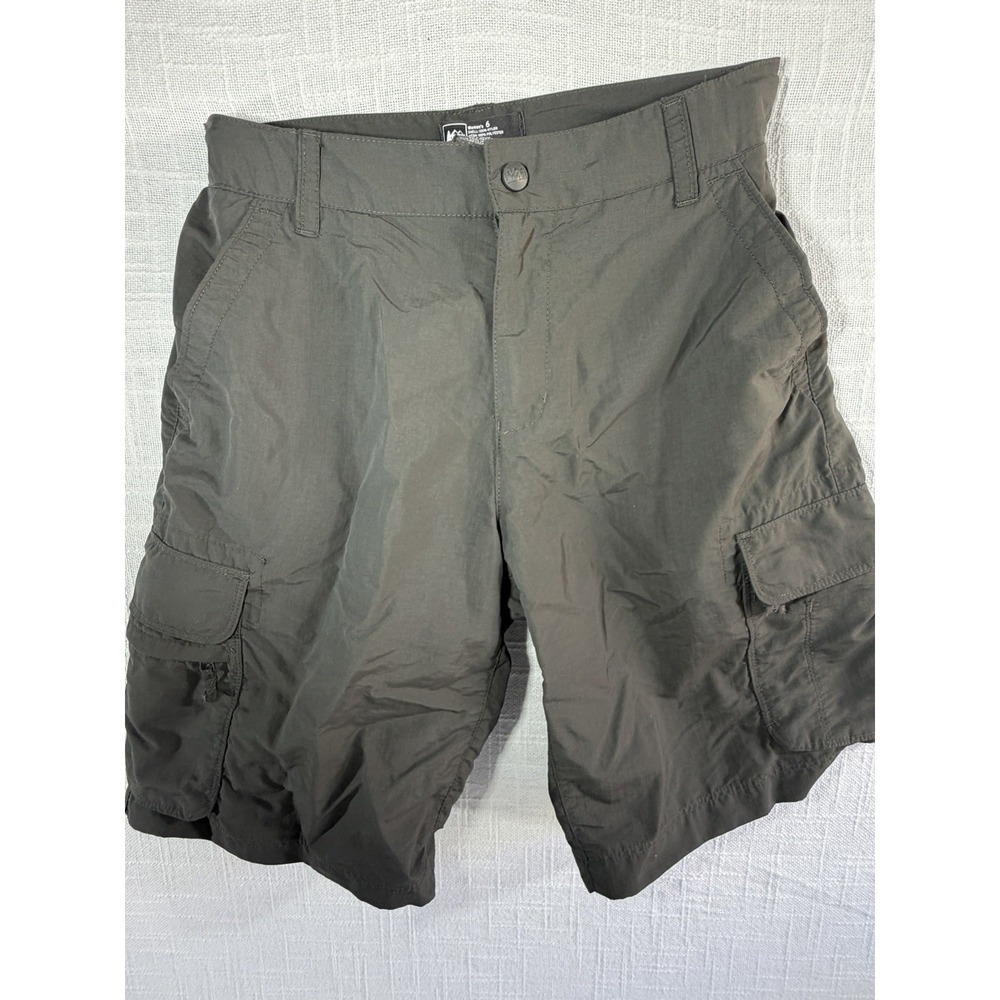 REI Womens Co-op Sahara Cargo Shorts Size 6  Water Resistant Hiking Shorts Green